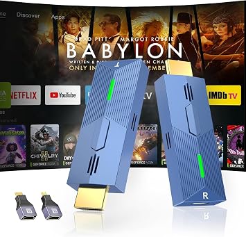 Wireless HDMI Transmitter and Receiver 4K Decode 1080P Output, 328FT/100M Wireless HDMI Extender for Seamless High-Definition Streaming from Laptop/PC/TV Box to Monitor/TV/Projector