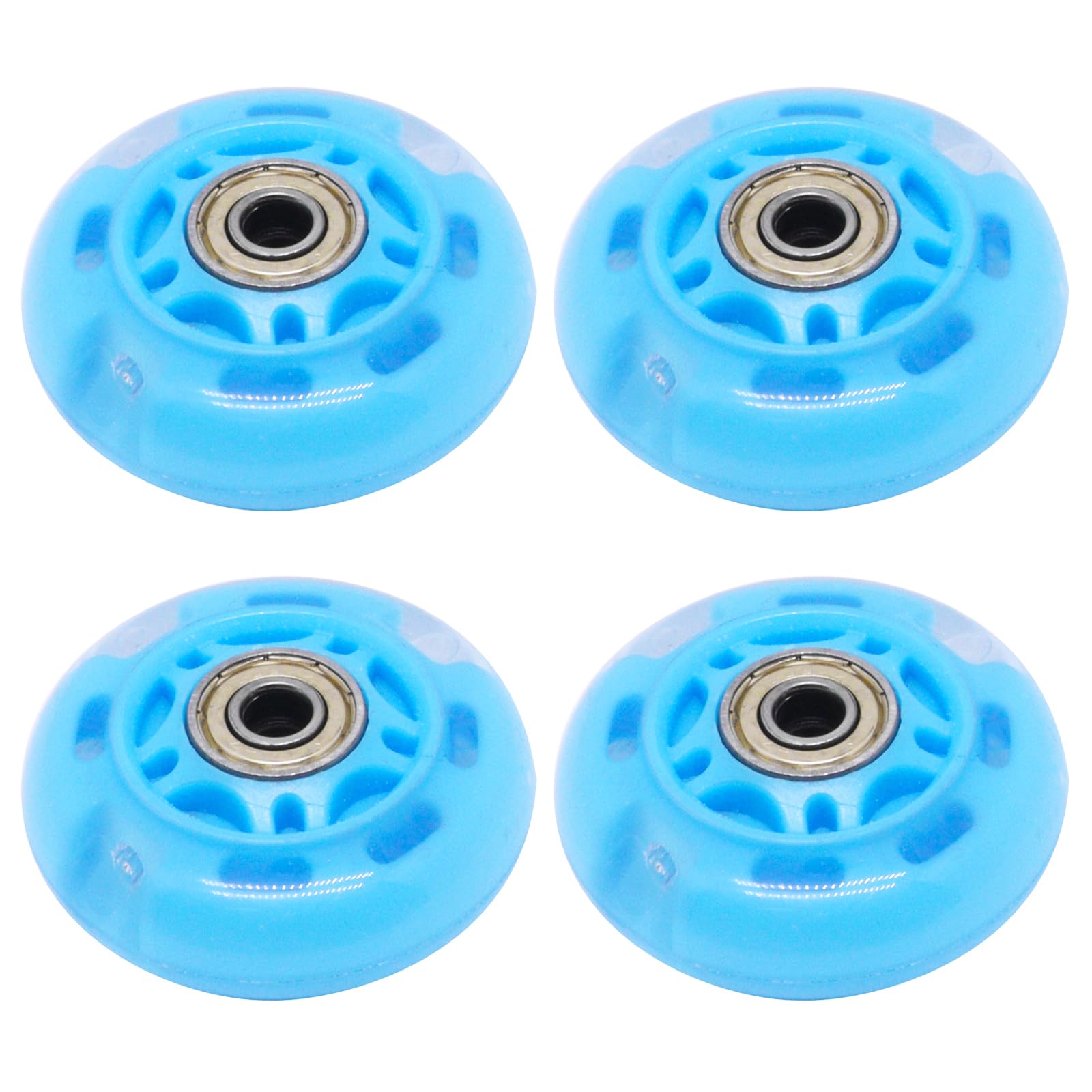 BENLIUDH Inline Skate Wheels With Bearings, 2.5 Inch Roller Blade 64mm Outdoor and Indoor Clear Wheels for Office Chairs, Luggage (4 Pack, Blue)