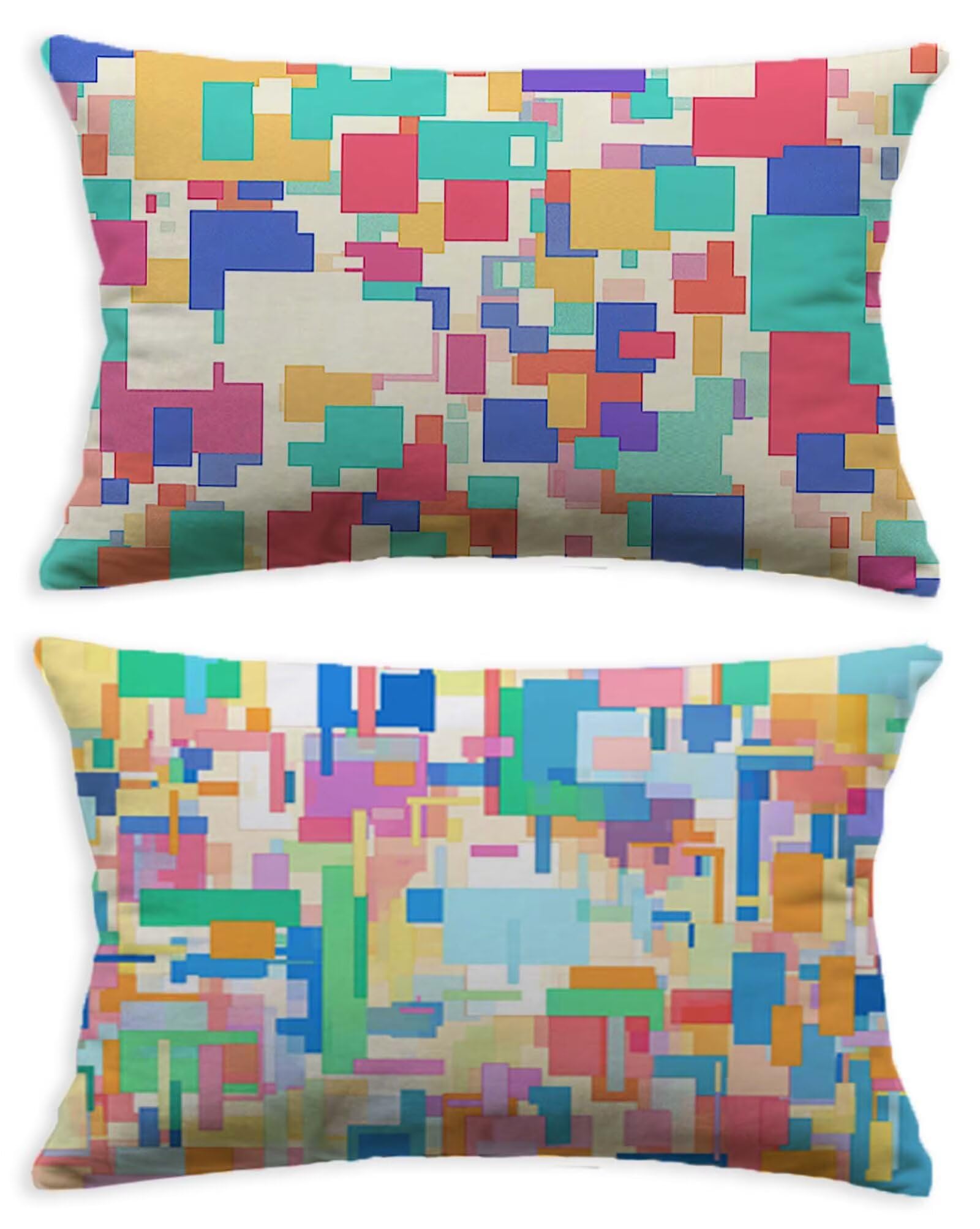 Lot de 2 Housses de Coussin 80x100 cm en Velours Géométrique Rectangulaire