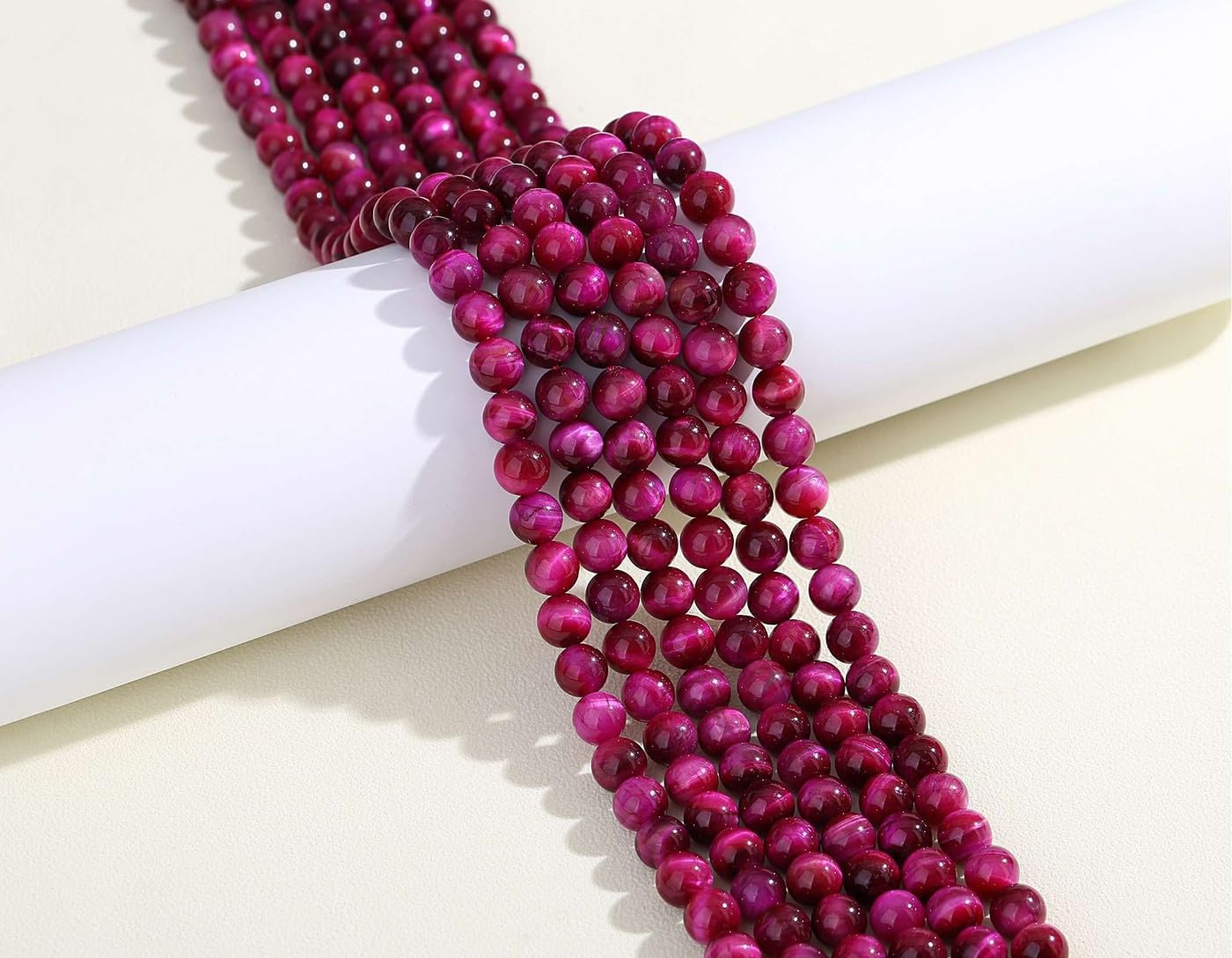 XIANNVXI Rose Pink Tigers Eye Beads 8mm Pink Round Beads for Bracelet Making for Jewelry Making 47 Pcs, W - Rose Pink Tigers Eye - Image 3