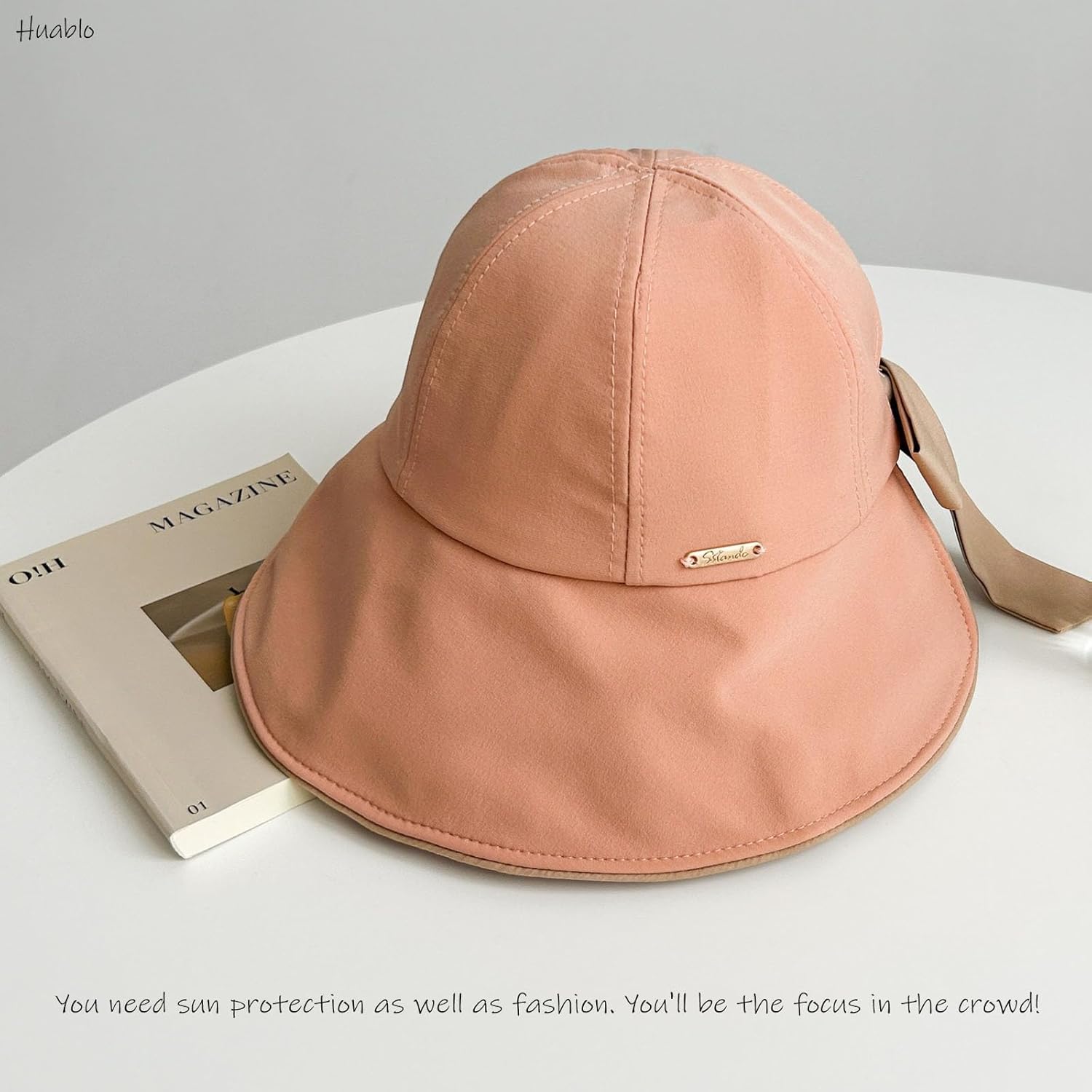 Wide Brim Hats for Woman Foldable Hats Sun Hats for Women uv Protection Bowknot Bucket hat Adjustable hat with Ponytail Hole - Image 9