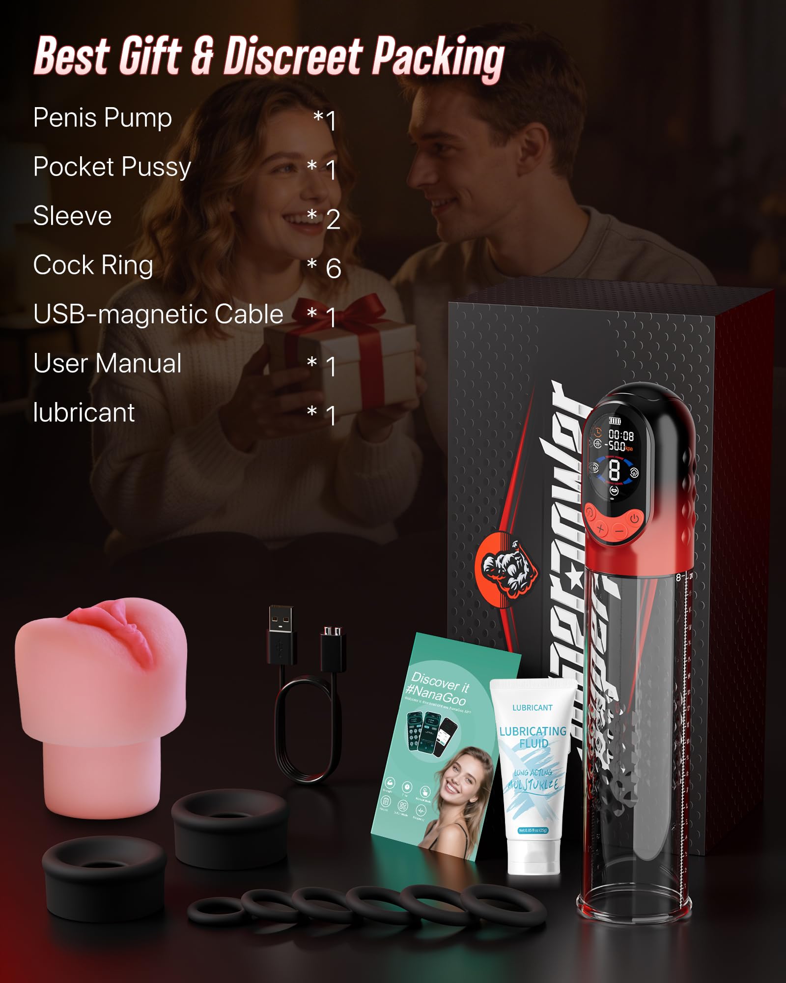 Male Mastusbafor with 5 Sucking Modes Automatic Tight Sleeve Hoodies Male Masterburbatar Hands Free, Pocket Puzzy Silicone Electric DF4419, Black — view 8