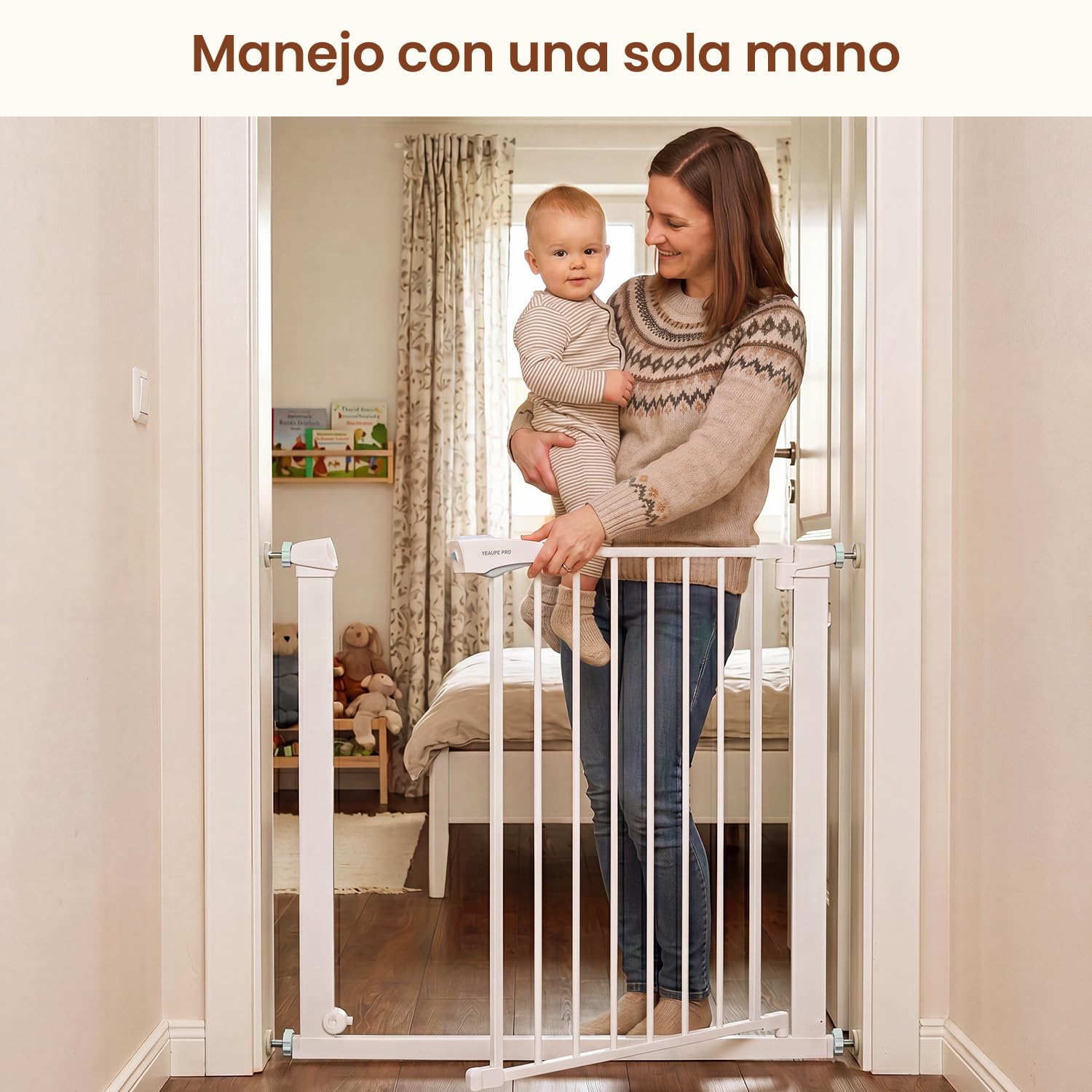 YEAUPE PRO Barrera de Seguridad Infantil 82-85cm, Sin Taladros, Blanca