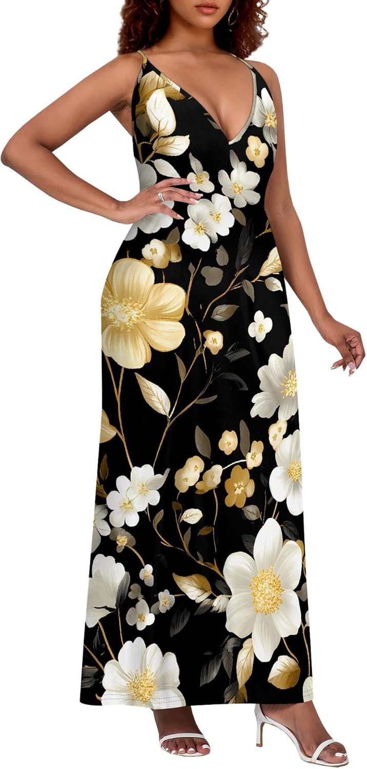 Women's Summer Boho Sleeveless Sundress Casual Printed Beach Long Maxi Dress Plus Size Loose Fit Dresses - Image 2