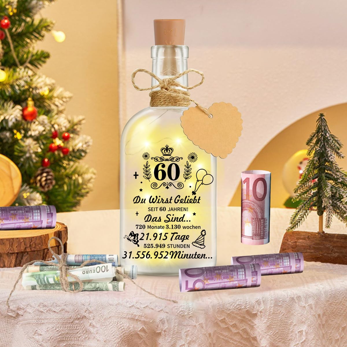 BBTO Luce LED per Bottiglia con Scritta Decorazioni Bottiglia Luminosa a LED con Frasi per Ragazze Donne Feste di Compleanno e Natale (Buona Luce A Te