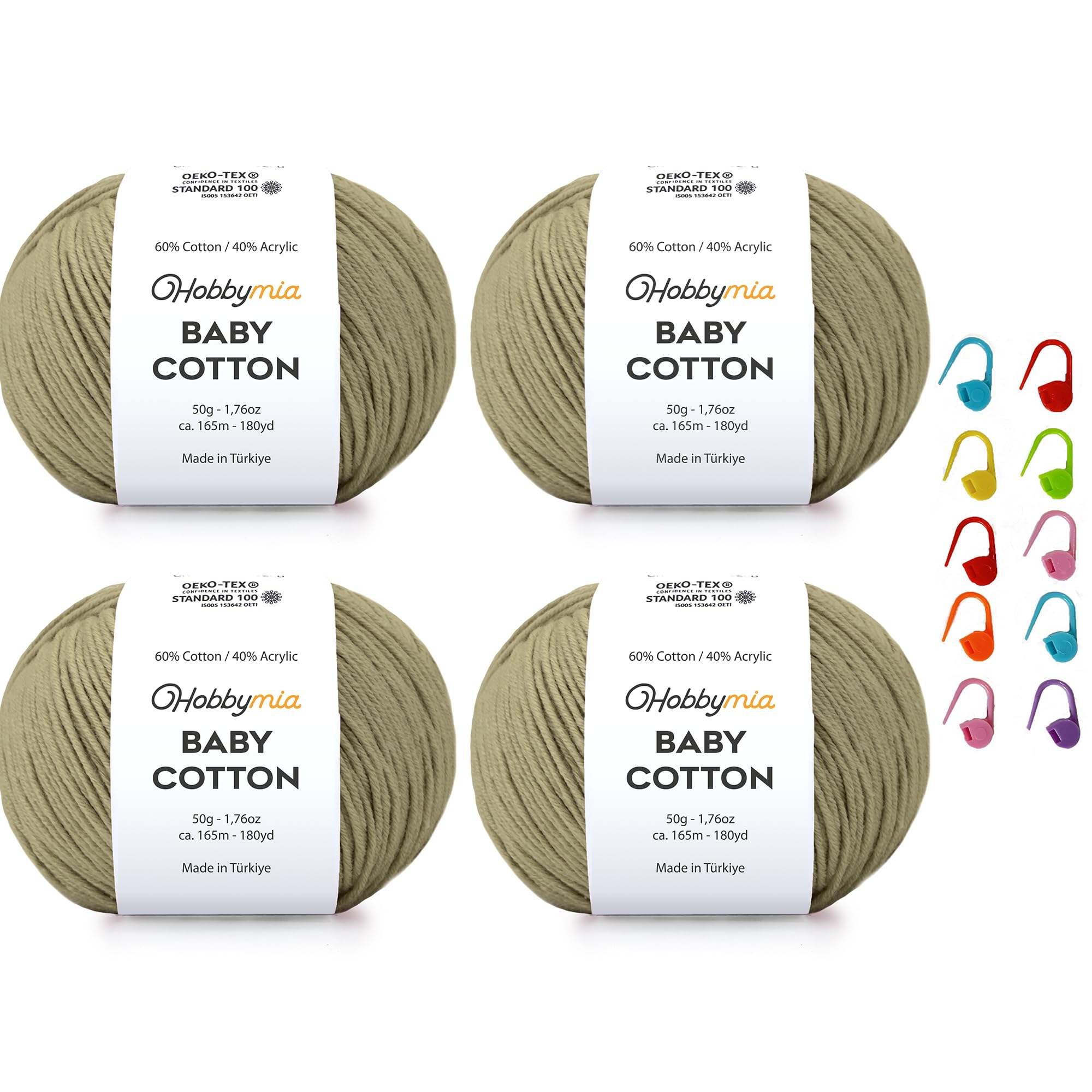Baby Cotton Blend Yarn – Soft Sport Weight Yarn for Crochet & Amigurumi - 50g/180yds - 60% Cotton 40% Acrylic - Ideal for Baby & Knitting Proj.(Neon Green, 1 Ball) — view 78