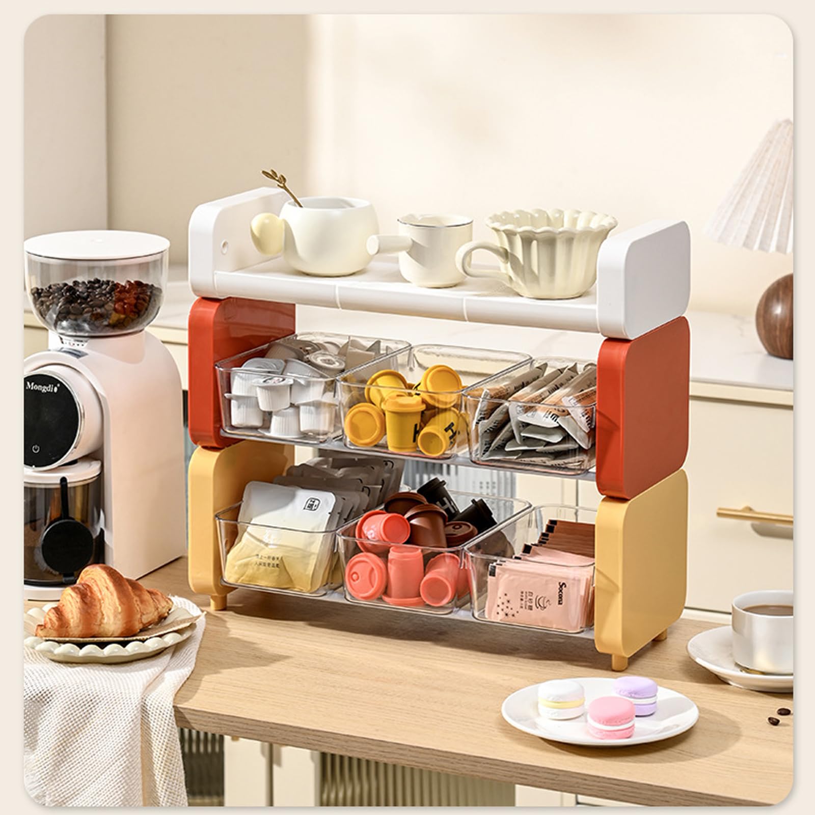 Présentoir robuste pour sachets de thé fonctionnels - Étagères de rangement pour tous les amateurs