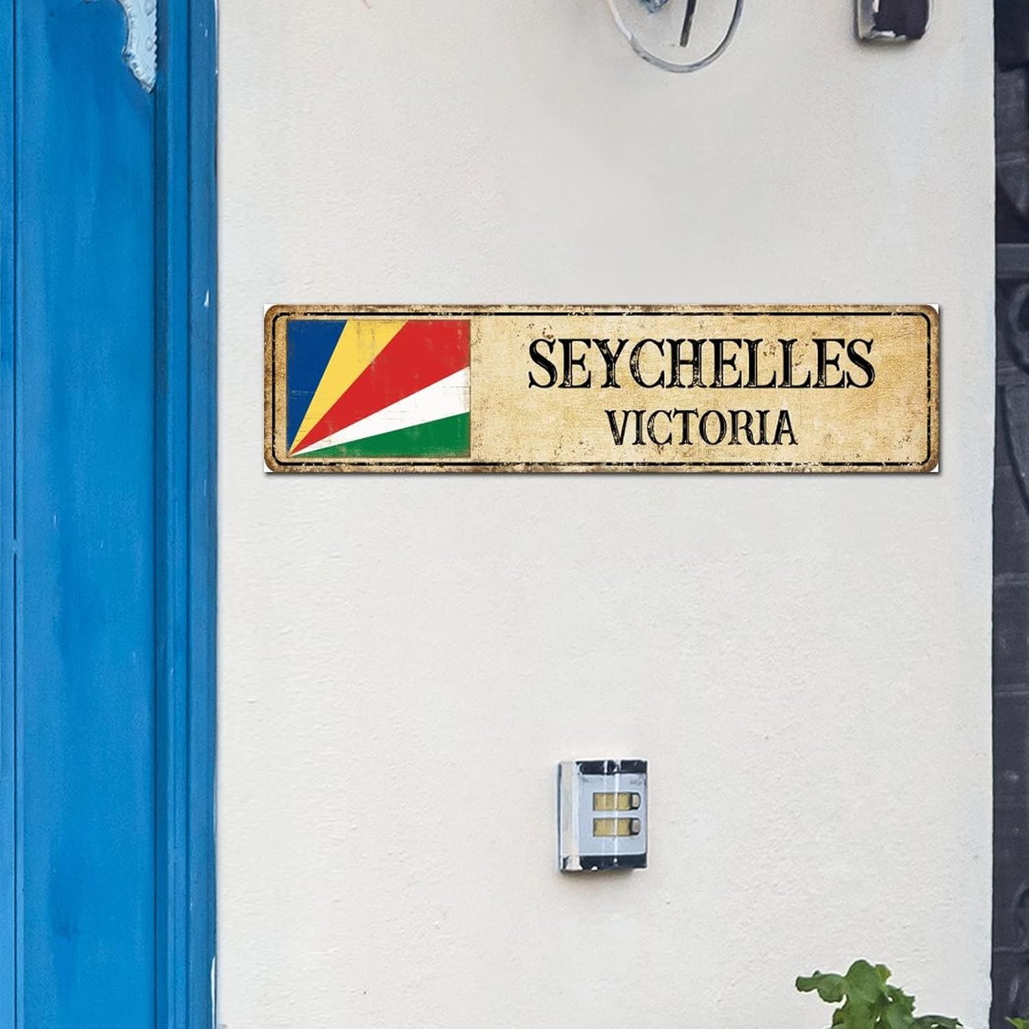 Madcolitote Rustic Seychelles Wood Signs VICTORIA Flag Street Custom Signs Outdoor Metal Retro Patriotic Decor Wood Plaque Country Souvenir Wall Art Wall Decor for Home Man Cave 6x24in