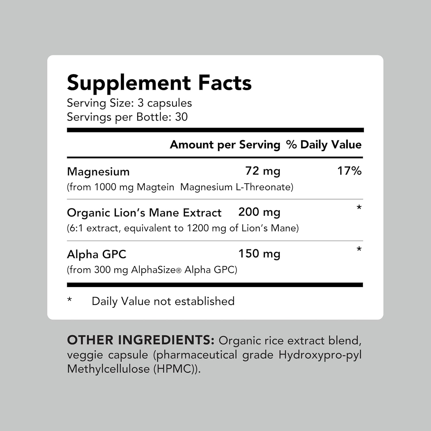 AMANDEAN Nootropic Brain Supplements for Memory and Focus, Improves Mental Clarity and Cognitive Function, Magnesium L-Threonate (Magtein), Lions Mane and Alpha GPC - (90 Veggie Capsules) - Image 5