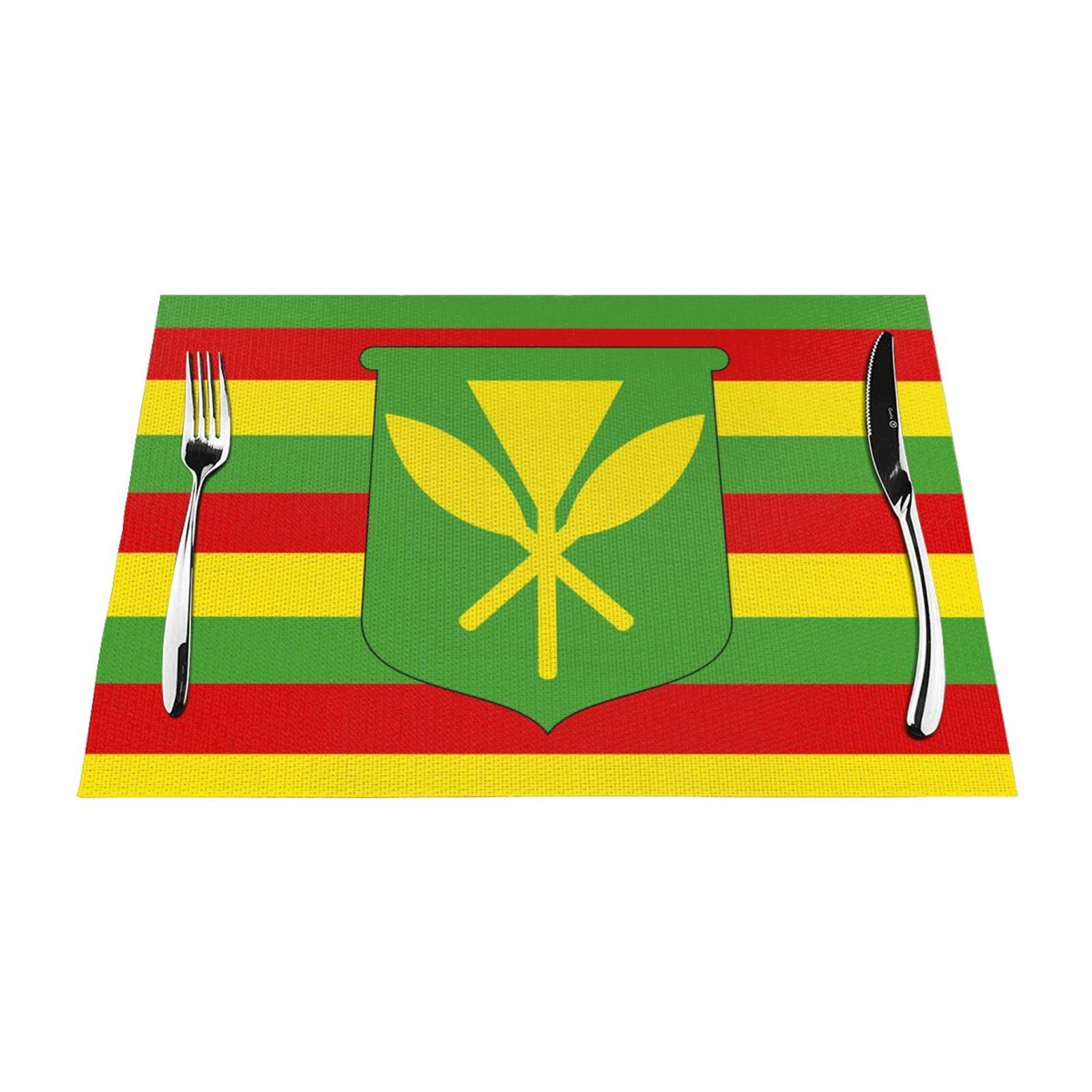PVC Placemat Set of 6 PCS, 45x30 CM, Native Hawaiian Flag Printed Non-Slip Heat Resistant Place Mats for Kitchen Dining Table Indoor Outdoor