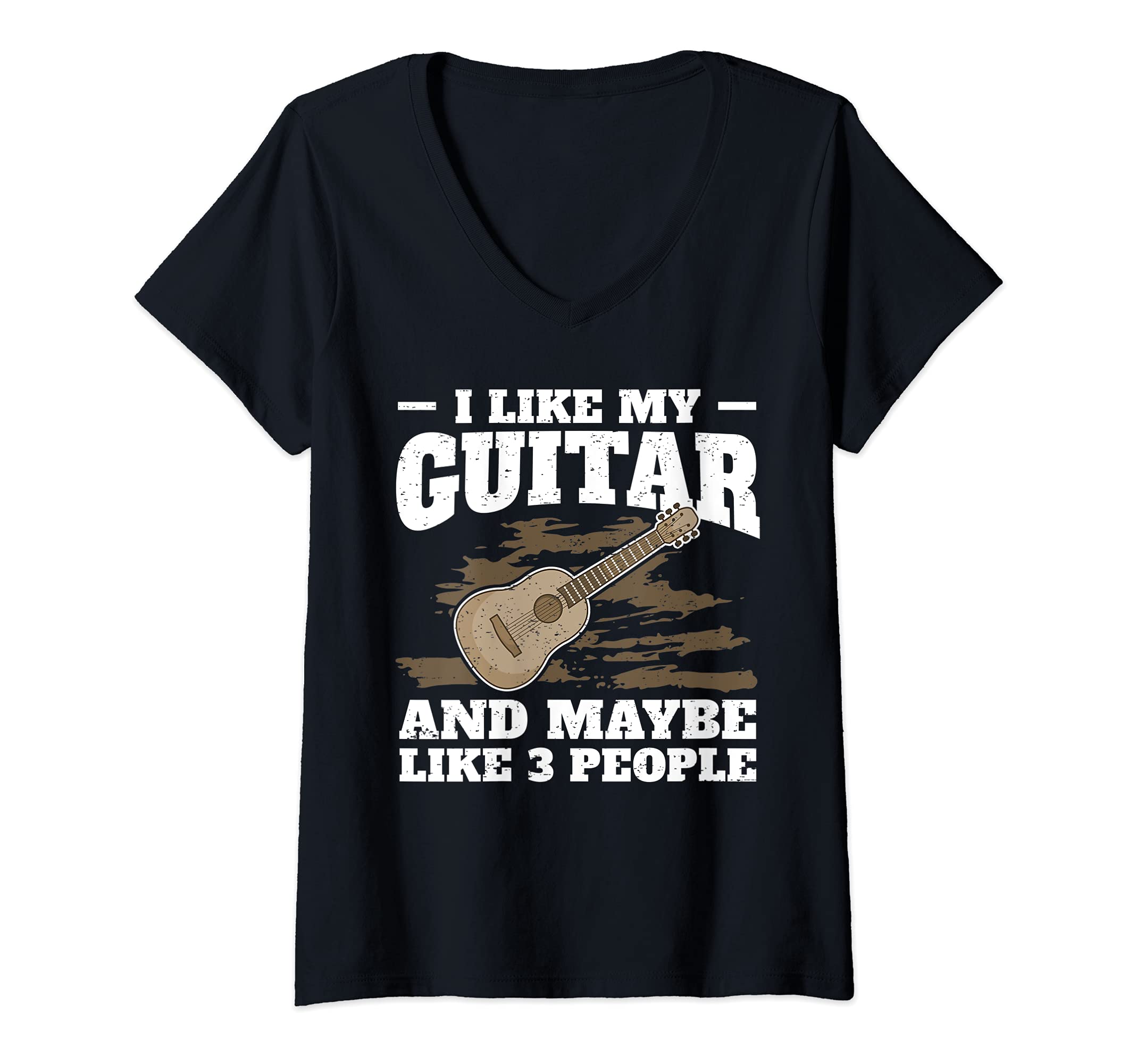 Womens I Like My Guitar Guitarist Guitar Player Saying V-Neck T-Shirt, Black