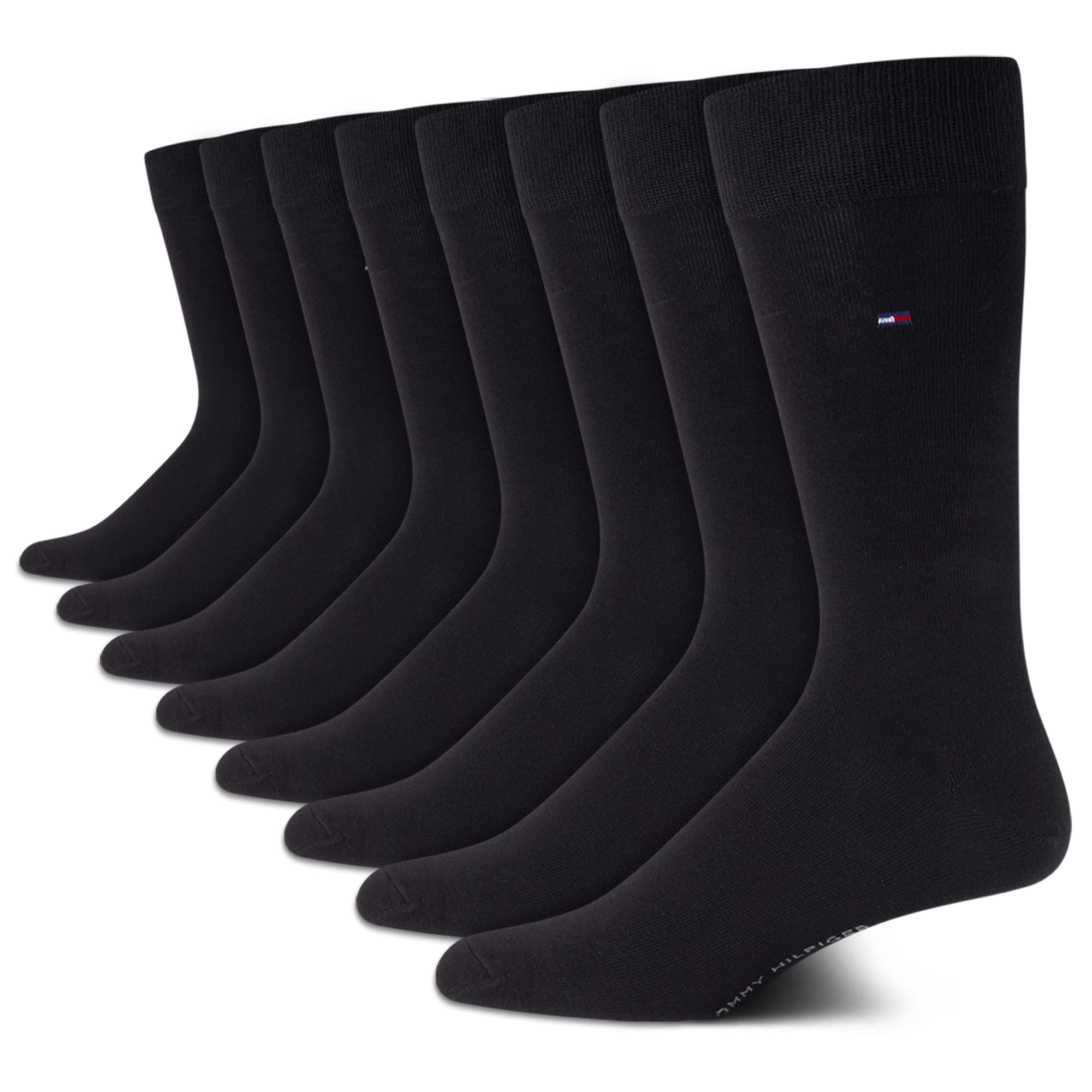 Tommy Hilfiger Mens Dress Socks - 8 Pack Stylish Crew Socks for Men, Breathable, Moisture-Wicking & Stretchable, Size 7-12