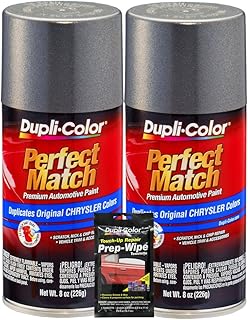 Charcoal Gray Metallic Perfect Match Automotive Paint for Chrysler Vehicles - 8 oz, Bundles with Prep Wipe (3 Items)