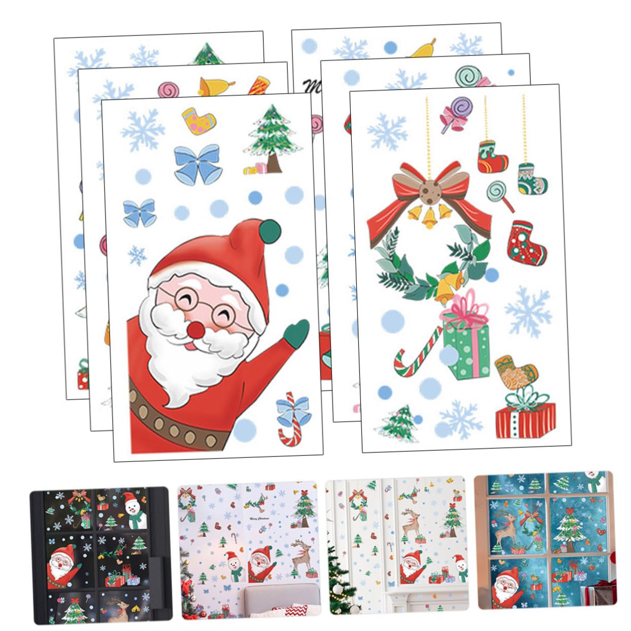 TOPBATHY Blätter Weihnachtsfensteraufkleber Santa Fenster Haftet Fensteraufkleber Für Weihnachten Weihnachtsdekoration Dekorationen De Santa Fenster Haften Wandtattoo Weihnachten Pvc