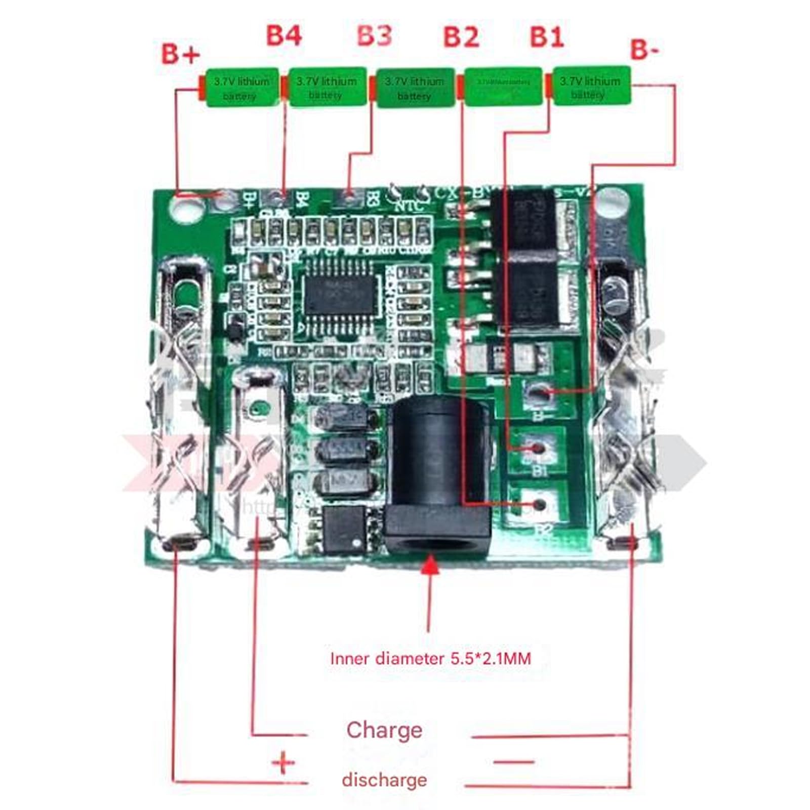 Pequeña placa de protección de litio, control de alta temperatura, salida de 30,0 A, configuraciones 5S para varias herramientas eléctricas de seguridad para herramientas eléctricas