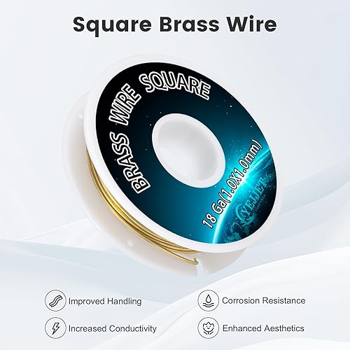 Miniatura 3 de Alambre cuadrado de latón calibre 18 0.039x0.039 in (30 pies)  Alambre de artesanía de joyería para metalurgia, proyectos de bricolaje, relojería