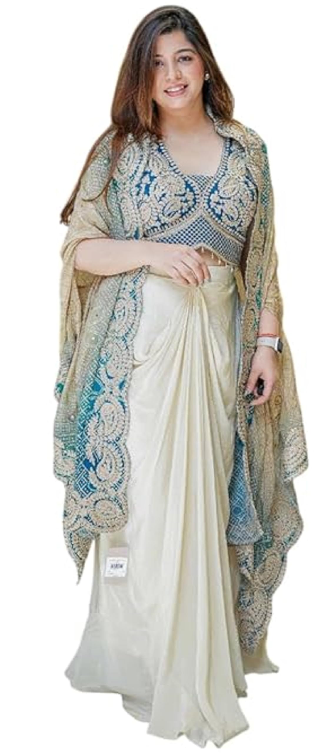 Lehenga Choli Indo-Western Draped Set For Womens And Girls Trending Embroidery Sequins work Wear Shrug with Dhoti indowestern Wedding-picture-47