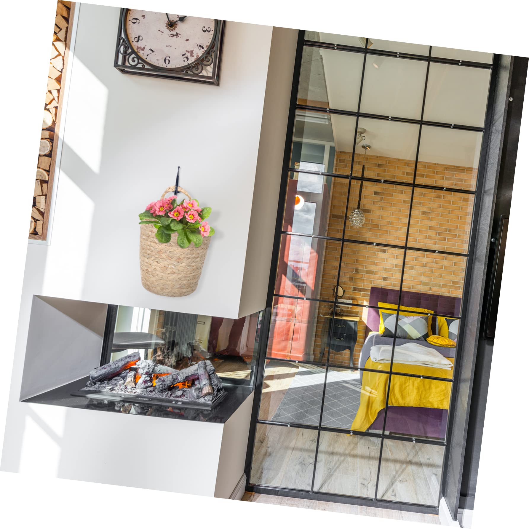 Cesto Fiori In Rattan Da Appendere Monsully 26x20cm - Decorazione Parete Per Casa E Giardino - Foto 10