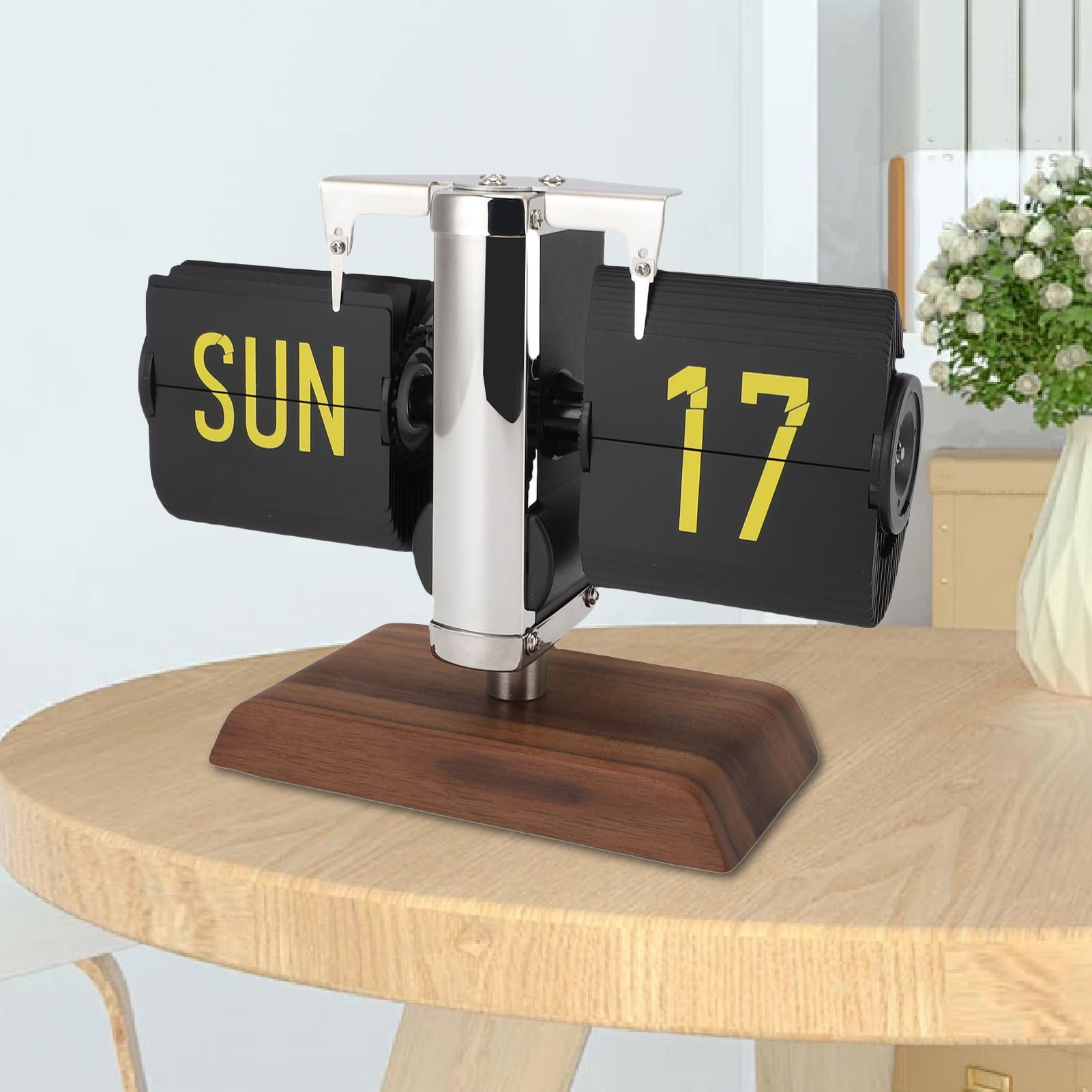 Ausla Orologio da Tavolo Retro a Grande Numero con Flip Automatico, Display Digitale con Batteria Integrata e Ricarica Intelligente, 12 Ore, per Decorazione di (Acciaio Inossidabile)