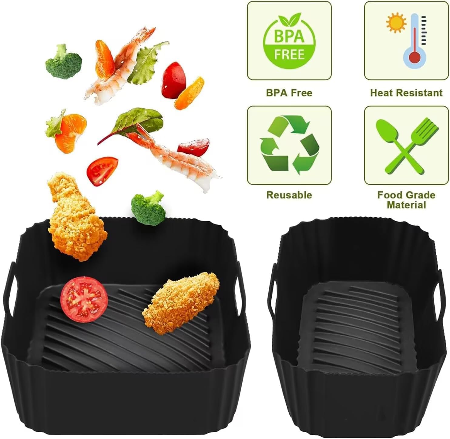 2 Fodere In Silicone Per Friggitrice Ad Aria Philips Dual Basket 3000 (6L/3L) - Riutilizzabili - 3