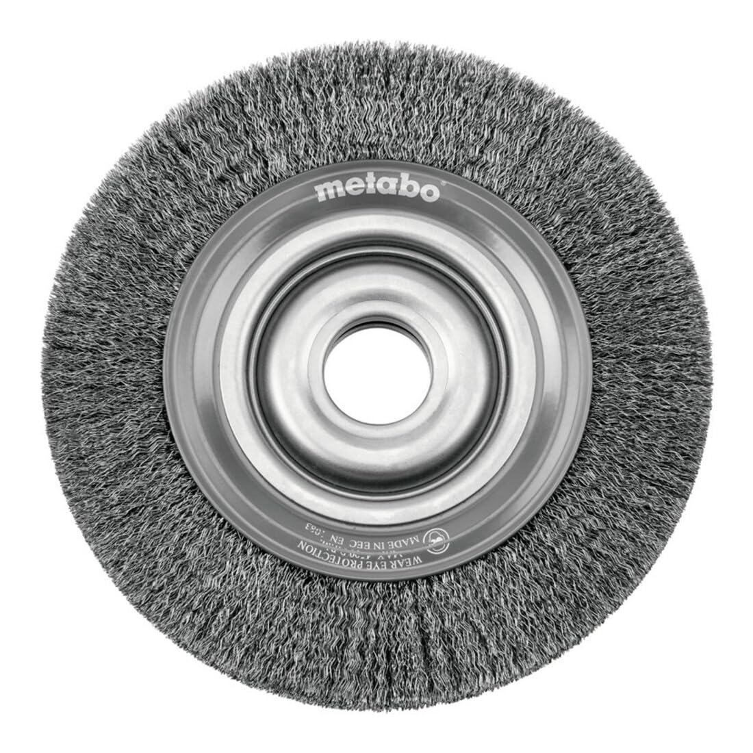 Metabo Spazzola rotonda in filo di acciaio, 150 x 28 x 1/2", 0,3 mm, per smerigliatrice doppia, variante USA
