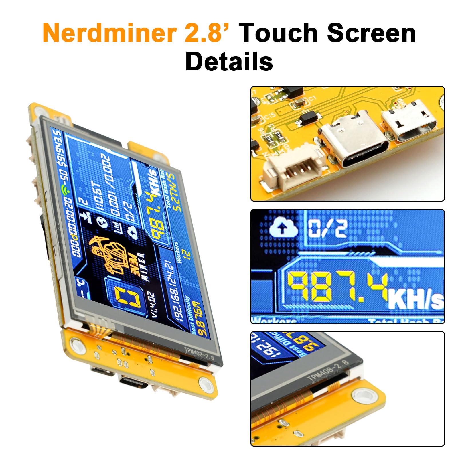 NerdMiner V2 Mining Bitcoin Binghe 1060KH/s NerdMiner V2 Bitcoin Miner avec  2.8