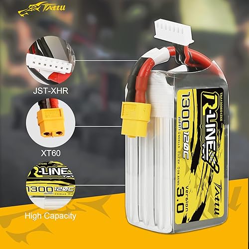 Miniatura 3 de TATTU 6S Lipo Batería R-Line Versión 3.0 1050mAh 22.2V 120C 6S1P Lipo Batería con XT60 Plug