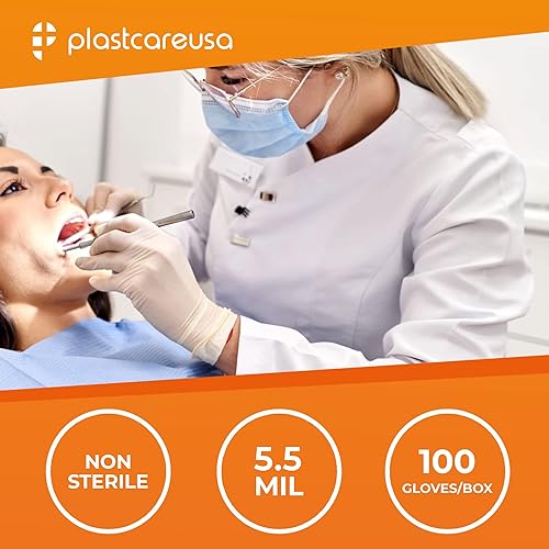 Miniatura 10 de PlastCare USA Guantes de examen de látex 100 o 1000, sin polvo, desechables, no estériles, agarre texturizado para médicos, limpieza