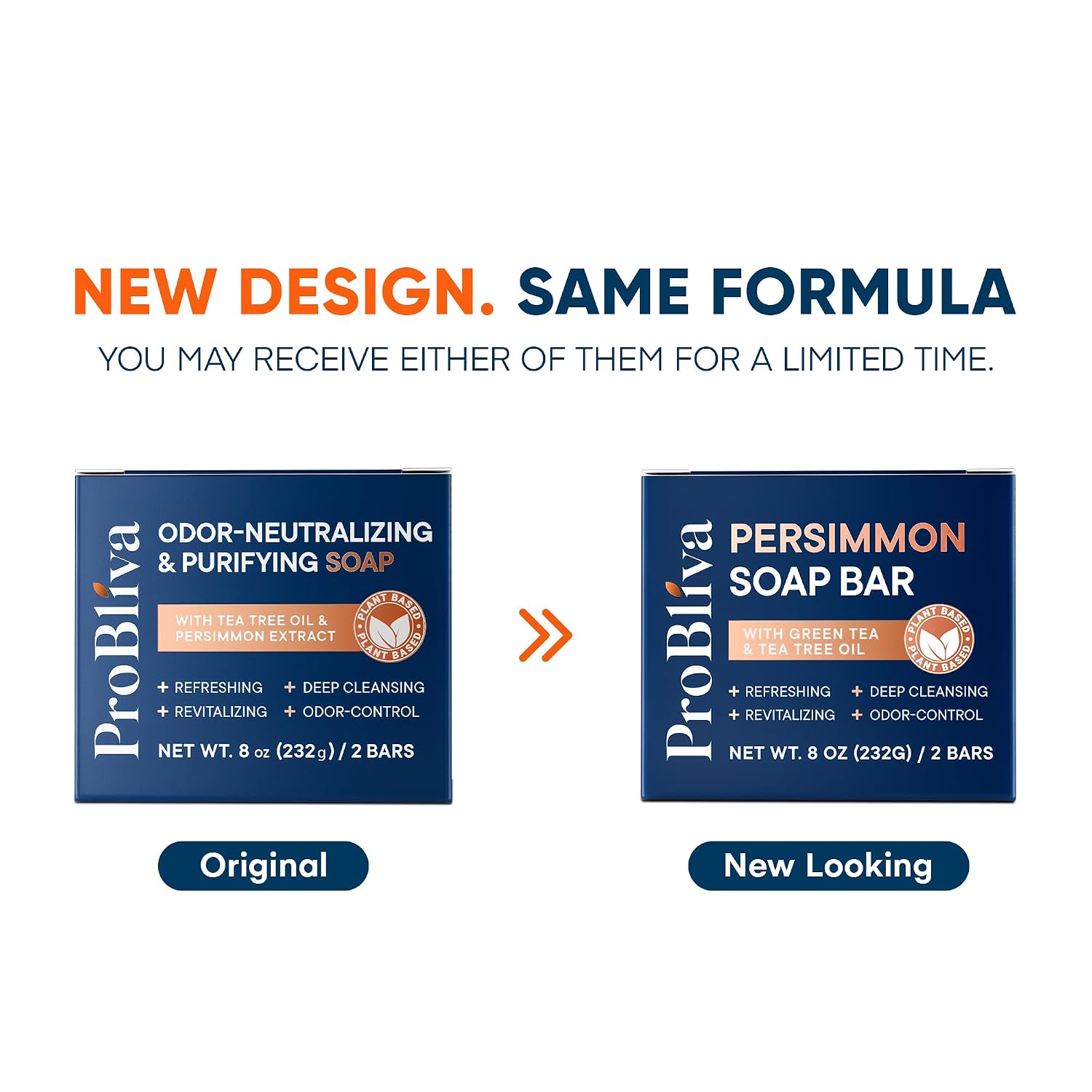 ProBliva Japanese Persimmon Soap Bar for Body Odor: Purifying & Odor-Neutralizing for Old People Smell with Tea Tree Oil & Green Tea - Deodorizing Aging Odor for Men & Women - 4 Bars image 2
