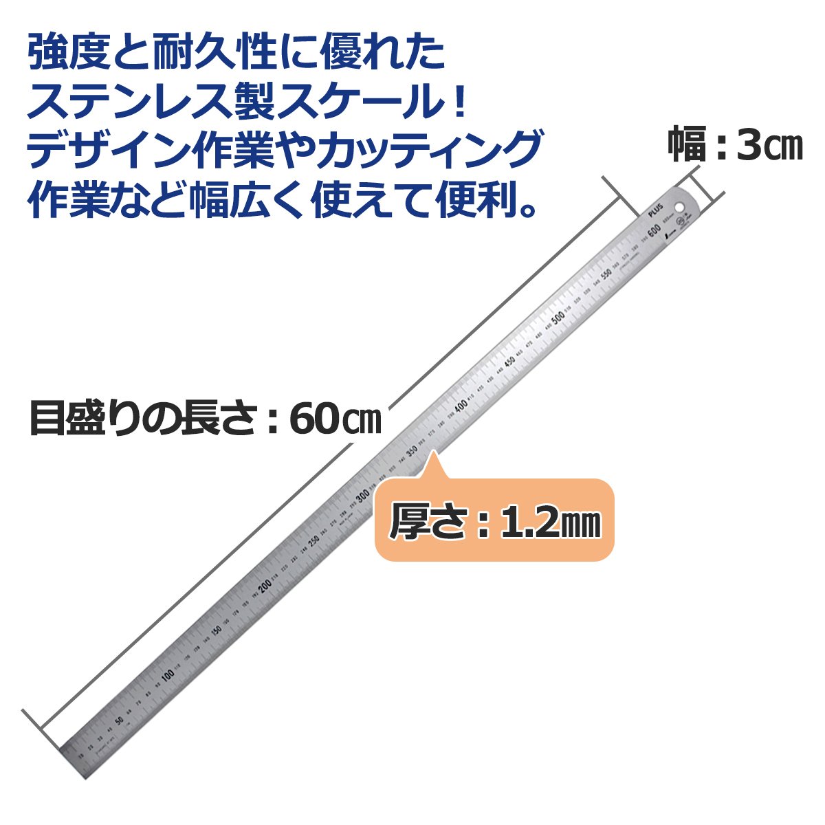 Plus Edelstahl Bank Regel 60cm 47743 (Japan-Import)