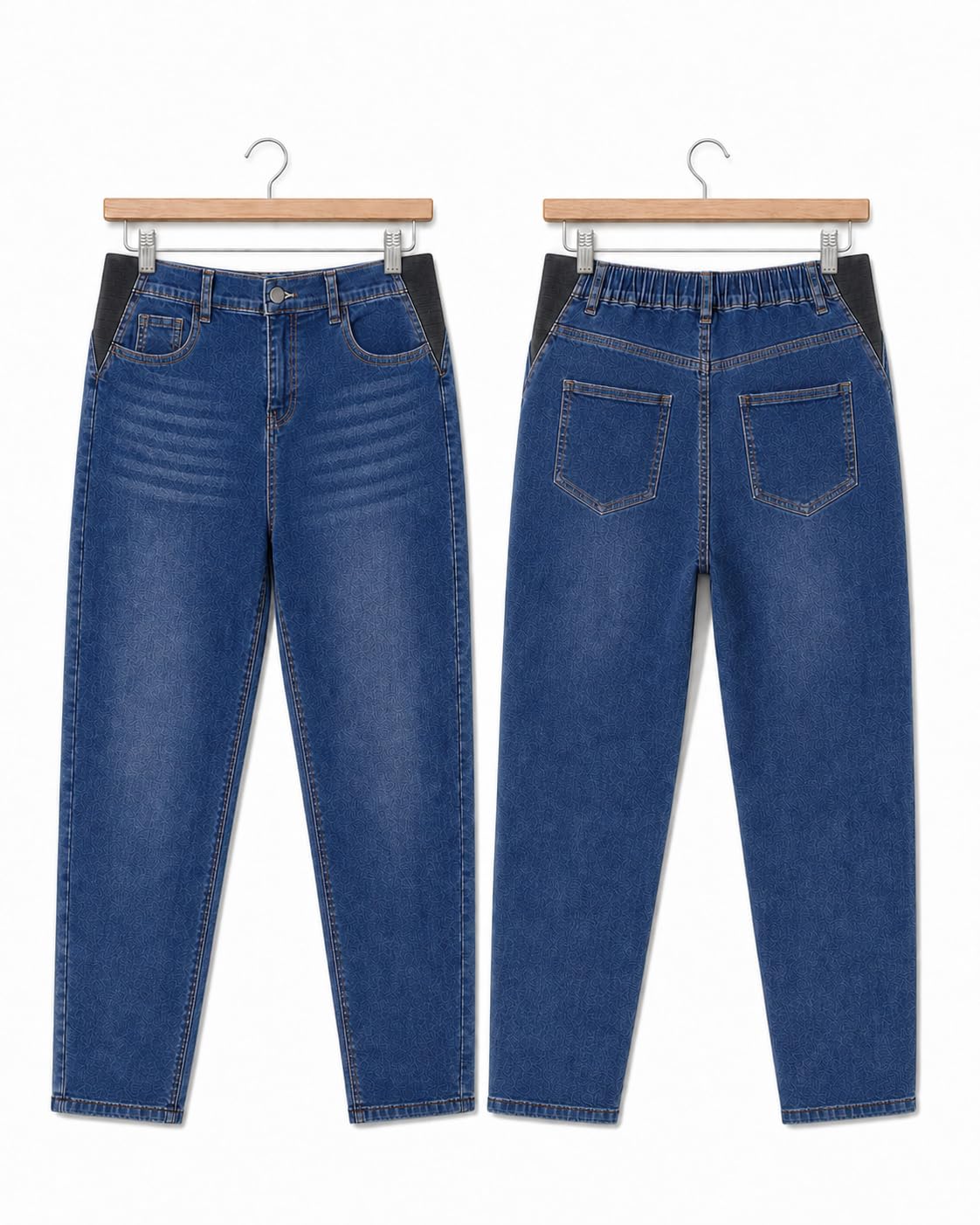 POSHGLAM Damen Umstands-Boyfriend-Jeans, Seitenteil, dehnbar, lässig, Denim-Hose mit 4 Taschen