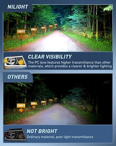 Miniatura 7 de Nilight Conjunto de faros delanteros para Ford F150 F-150 2004 2005 2006 2007 2008, 06-08 Lincoln Mark LT Led DRL, carcasa negra