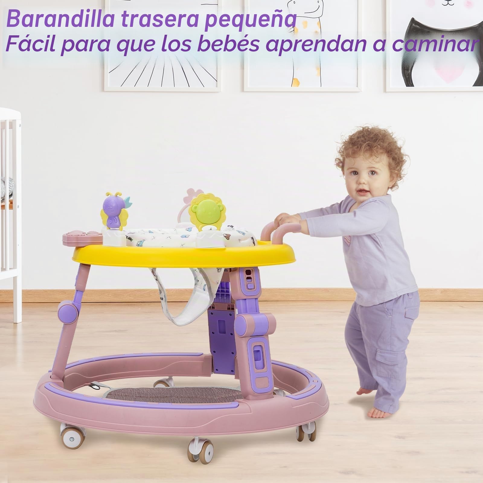 Andador Bebes 5 en 1,Tacata Bebe Plegable con Altura Música,Plegable Asiento Giratorio 360°,6 Ruedas Silenciosas,Apto Para Niños y Niñas a Partir de 6 Meses