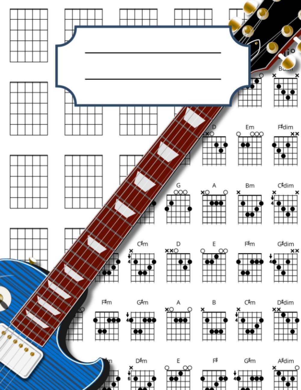 Buy Guitar Chord Diagrams 100+ Blank Guitar Chord Writing Paper with