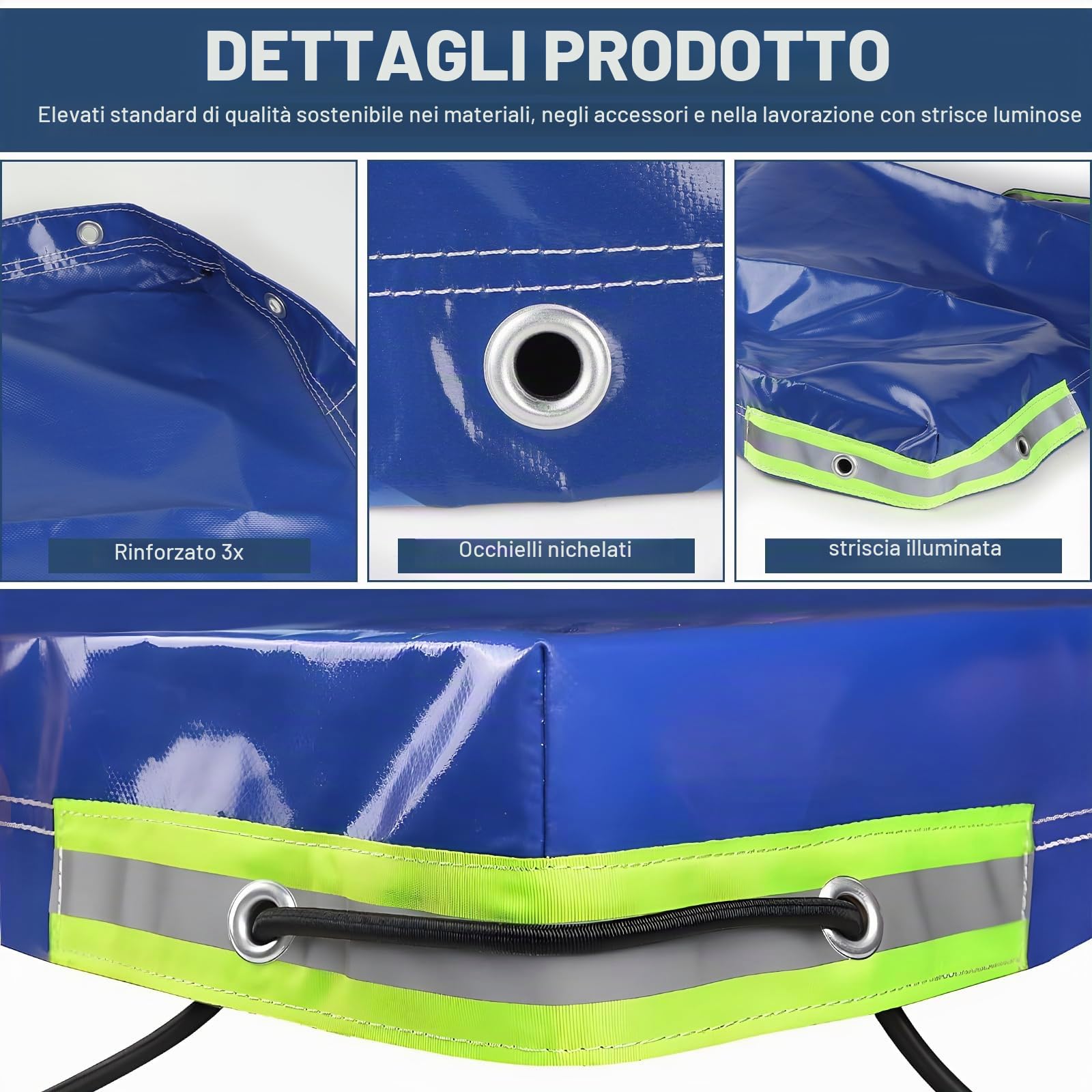 DBREAKS Telo per Rimorchio Auto 140 * 115 * 8cm, Telone Piatto, con 6m Corda per Telone, Bordo Rinforzato e Copri Rimorchio in Materiale PVC, per vari modelli di rimorchi per auto da 350kg/750kg