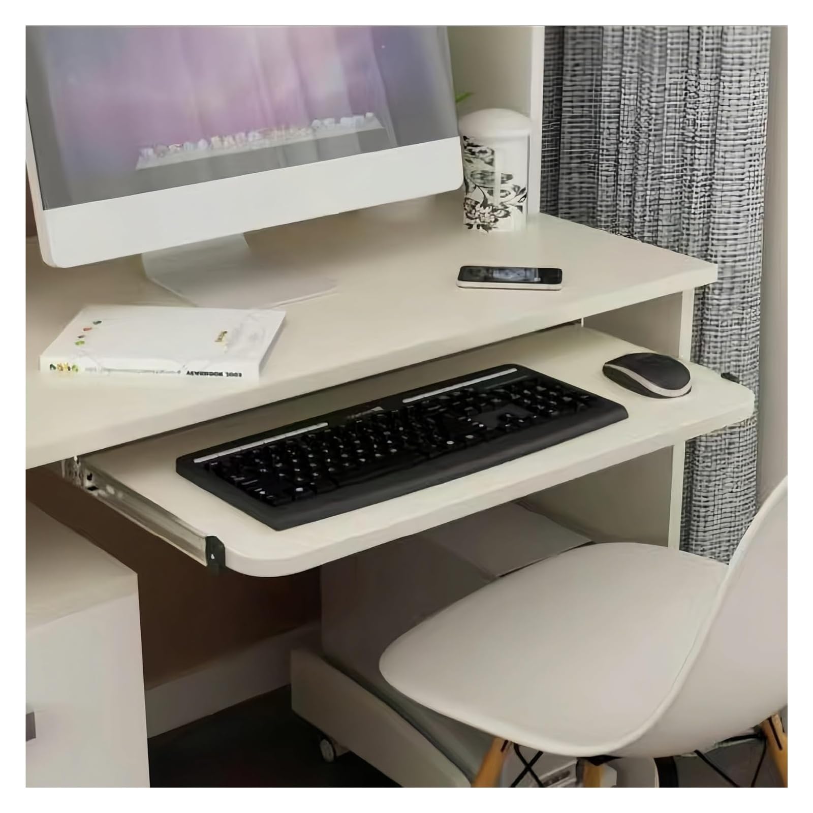 Ergonomics Desk Extender Tray, Desktop Extender Tray, Ergonomic Foldable, Clip-On, For Work Study Gaming, (52-75) x25cm(Onecolor,52 * 25cm)