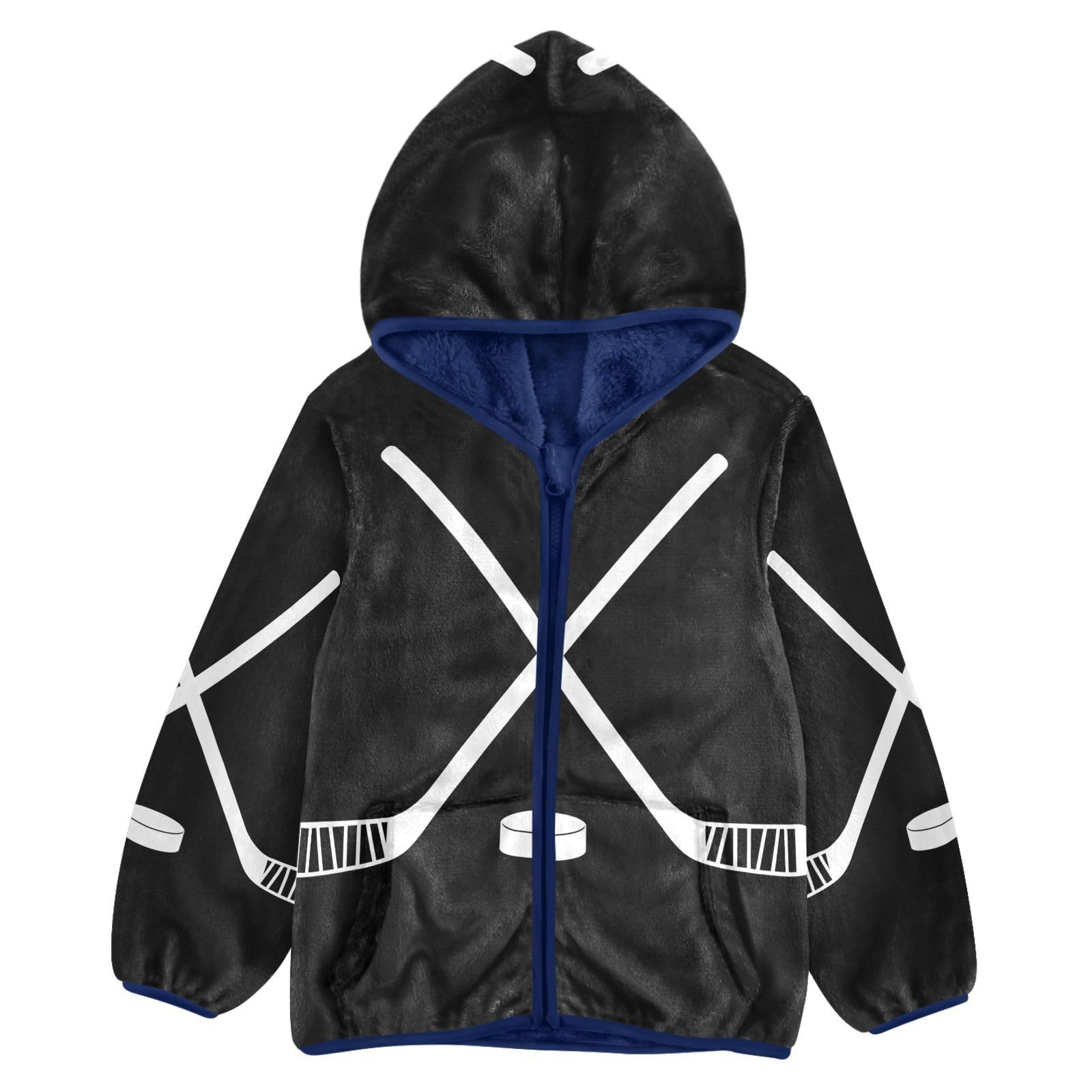 Aflyko Boys Fleece Coat Blue Zip-Up Hoodie Girls Outerwear Kids Hooded Jacket