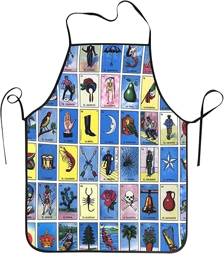 Coloridas tarjetas de bingo mexicanas delantales impermeables delantales de chef delantales babero delantales para mujeres hombres cocina cocina