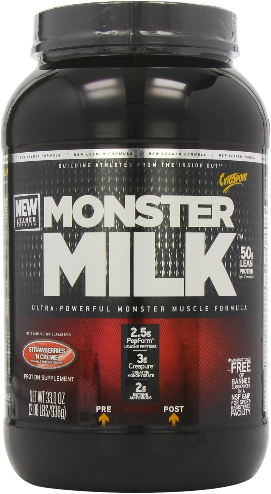 CytoSport Monster Milk, Strawberry 'n Creme, 2.06 Pound Tub