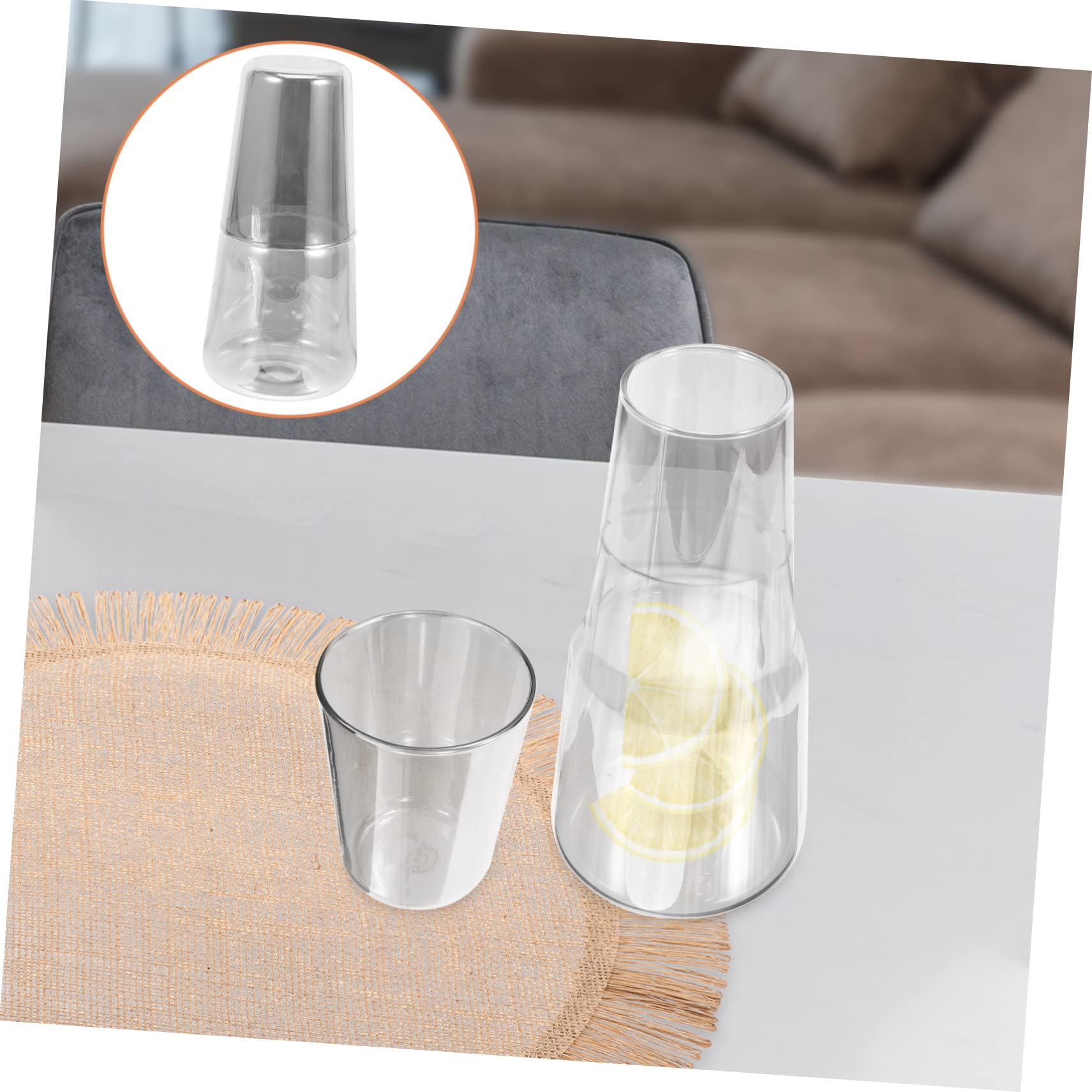 Glas Wasserkaraffe 800ml mit Tasse als Deckel für Bad und Bett