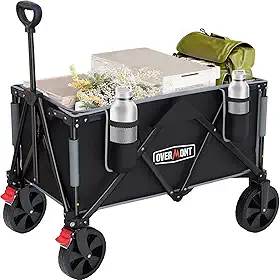 Overmont Carrinhos de 150 L dobráveis – Carrinho dobrável de grande capacidade para supermercado, acampamento, utilitário, jardinagem, esportes, viagens - Carga de 150 kg