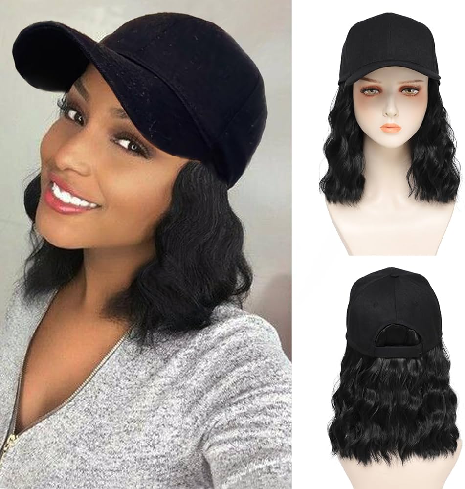 Amazon.com : AliRobam Synthetic Wig Hat with Natural Wave hair Amazon.com : AliRobam Synthetic Wig Hat with Natural Wave hair