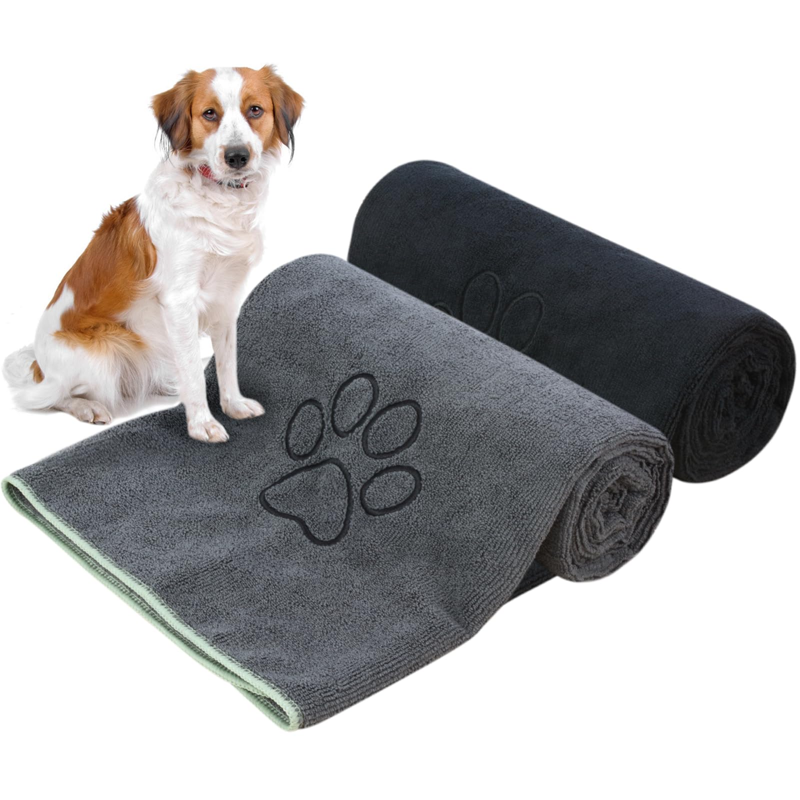 Serviette pour grande chiens KinHwa serviette pour animaux 2pcs gris noir