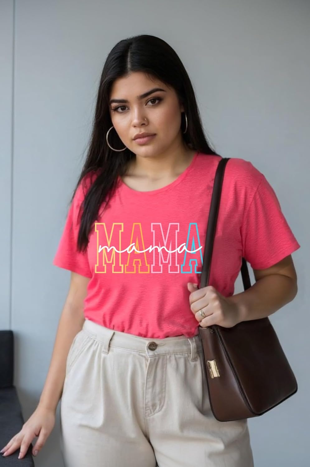 Mama Shirt for Women Mama Letter Printed Mom T-Shirt for Mom Tee Casual Tops - Image 4