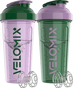 -2 Pack- 28 oz Protein Shaker Bottles for Protein Mixes - 2x Wire Whisk | Leak Proof Shaker Cups for Protein Shakes | Protein Shaker Bottle Pack (Flower Set)