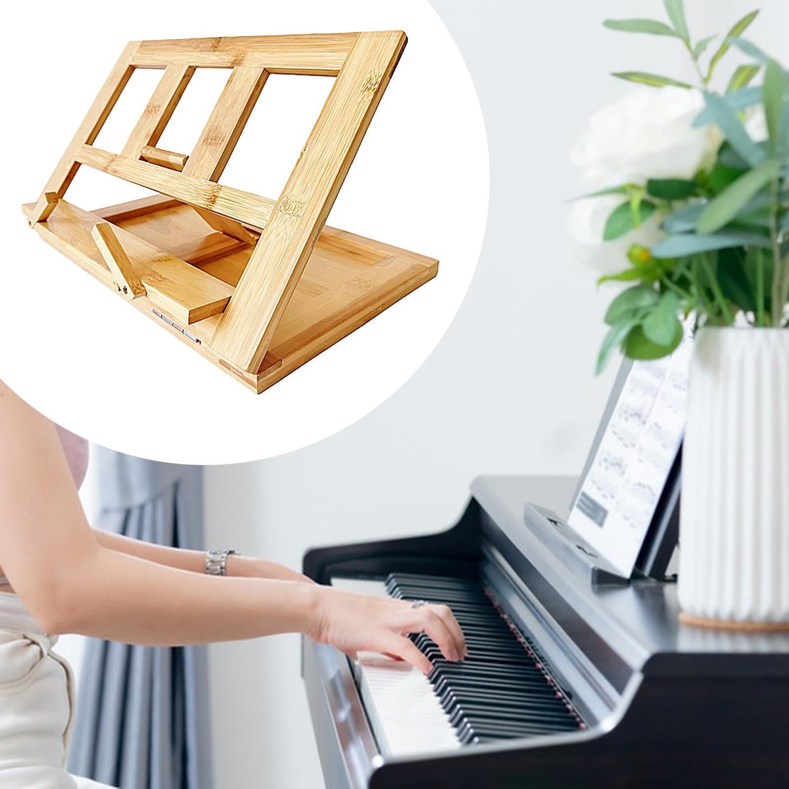 Supporti per libri di strumenti, da tavolo, per spartiti musicali e ricette, facili da trasportare, leggeri, per tastiera elettronica, supporto professionale, marrone, 33.5x23.5x2.5 cm
