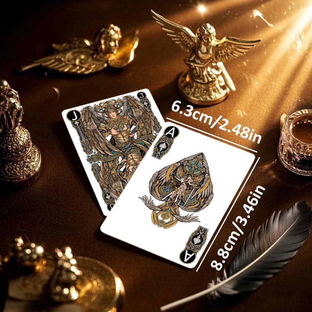 Angel Themed Playing Cards, 300g Blue Core Paper Material Deck of Cards, International Standard Size, Exquisite Pattern Poker Cards, Double-Sided Anti Slip Design, Family Entertainment, Party Games
