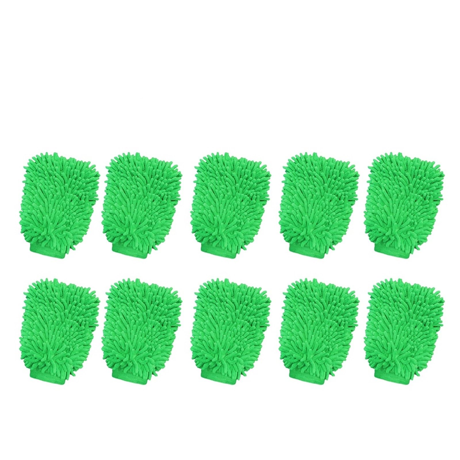 AFDHVTKLDR Car Washing Gloves 1-10Pcs Car Wash Gloves, Ultra-Fine Microfiber Thick Double-Sided Mitt, Scratch-Free Sponge Cleaning Tool(10Pcs Green)