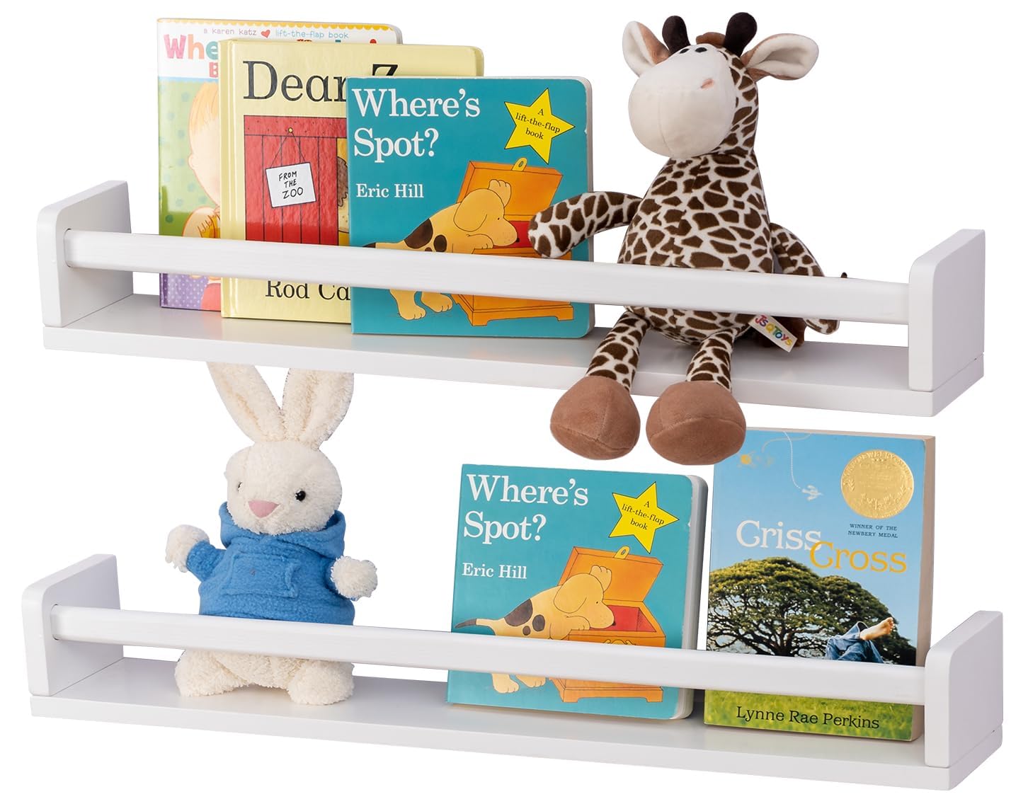 Gieanoo Bücherregal Kinder Wand,60cm Weiß Wandregal Kinderzimmer 2er-Set