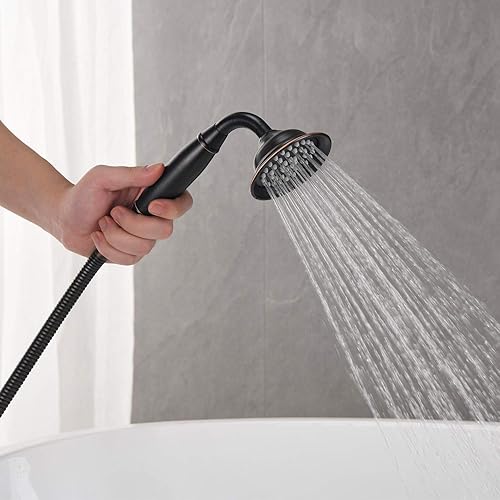 Miniatura 30 de Llenador de bañera independiente grifo de bañera negro montado en el suelo grifos de bañera de baño de latón con ducha de mano Negro,Níquel